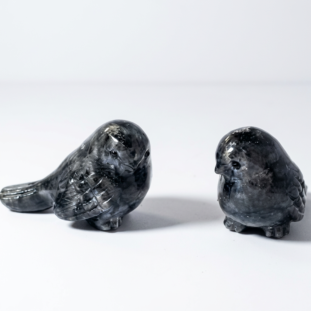 Natural Black Flash Stone Bird Carving for Intuition and Elegance