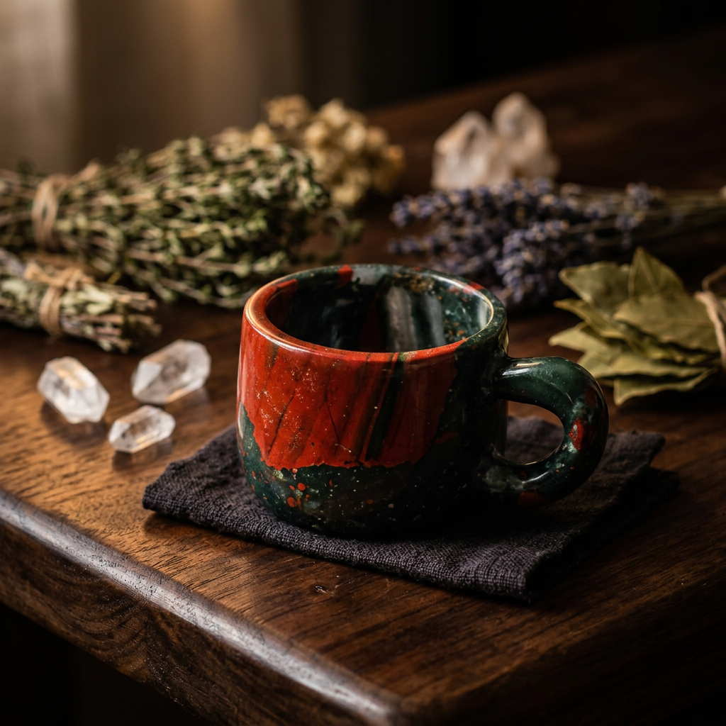 Natural African Bloodstone Cup Carving