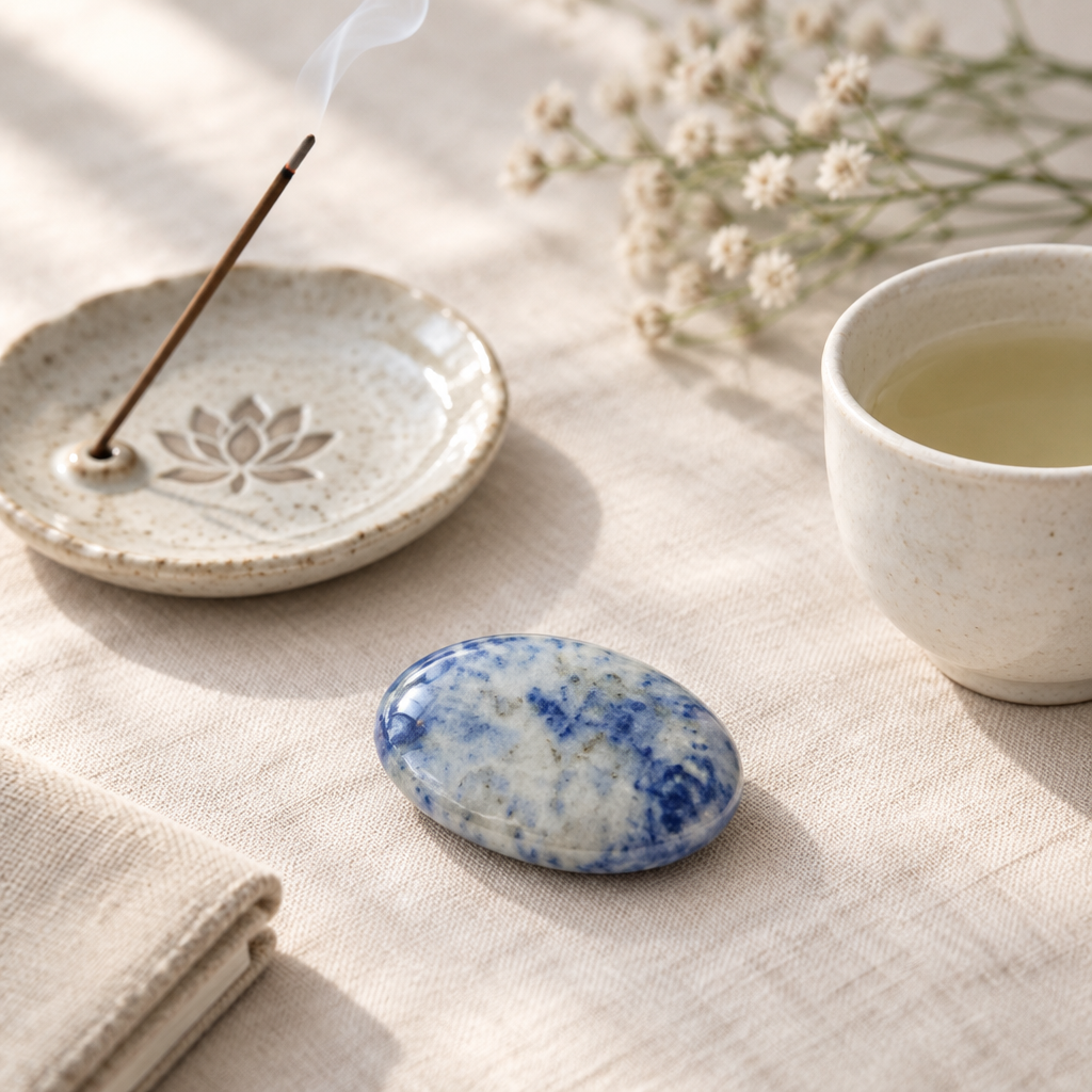 Zen Meditation Decor Blue and White Porcelain Jasper Stone