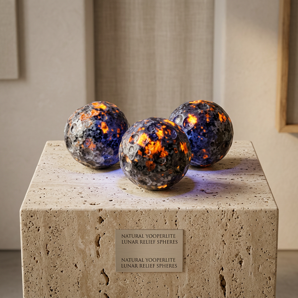 Natural Yooperlite Moon Relief Sphere for Meditation and Decor