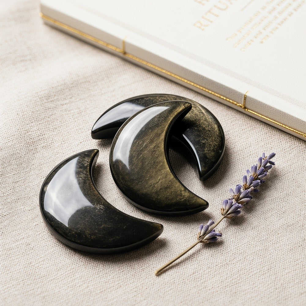 Golden Obsidian Moon - CrystalHola