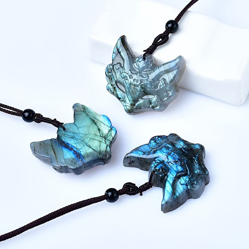 0.9-1.18in Pendentif Renard en Labradorite|Cristal en grosHola