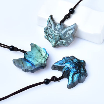 0.9-1.18in Pendentif Renard en Labradorite|Cristal en grosHola