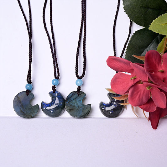 0.9-1.18in Labradorite Moon Pendant|Wholesale CrystalHola