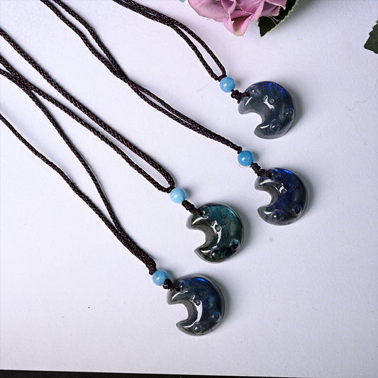0.9-1.18in Labradorite Moon Pendant|Wholesale CrystalHola