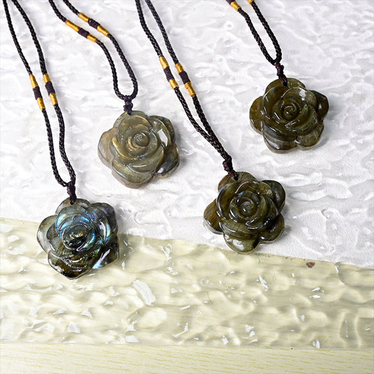 0.9-1.18in Labradorite Rose Pendant|Wholesale CrystalHola