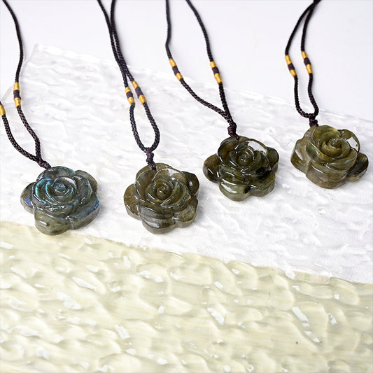 0.9-1.18in Labradorite Rose Pendant|Wholesale CrystalHola