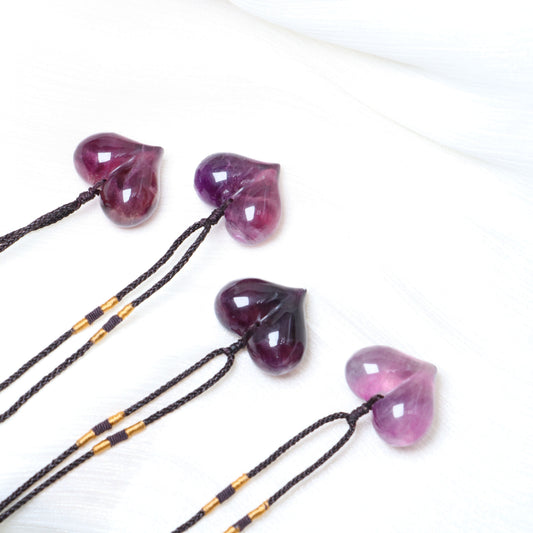 0.9-1.57in Fluorite Peach Heart Pendant |Wholesale CrystalHola