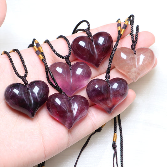 0.9-1.57in Fluorite Peach Heart Pendant |Wholesale CrystalHola