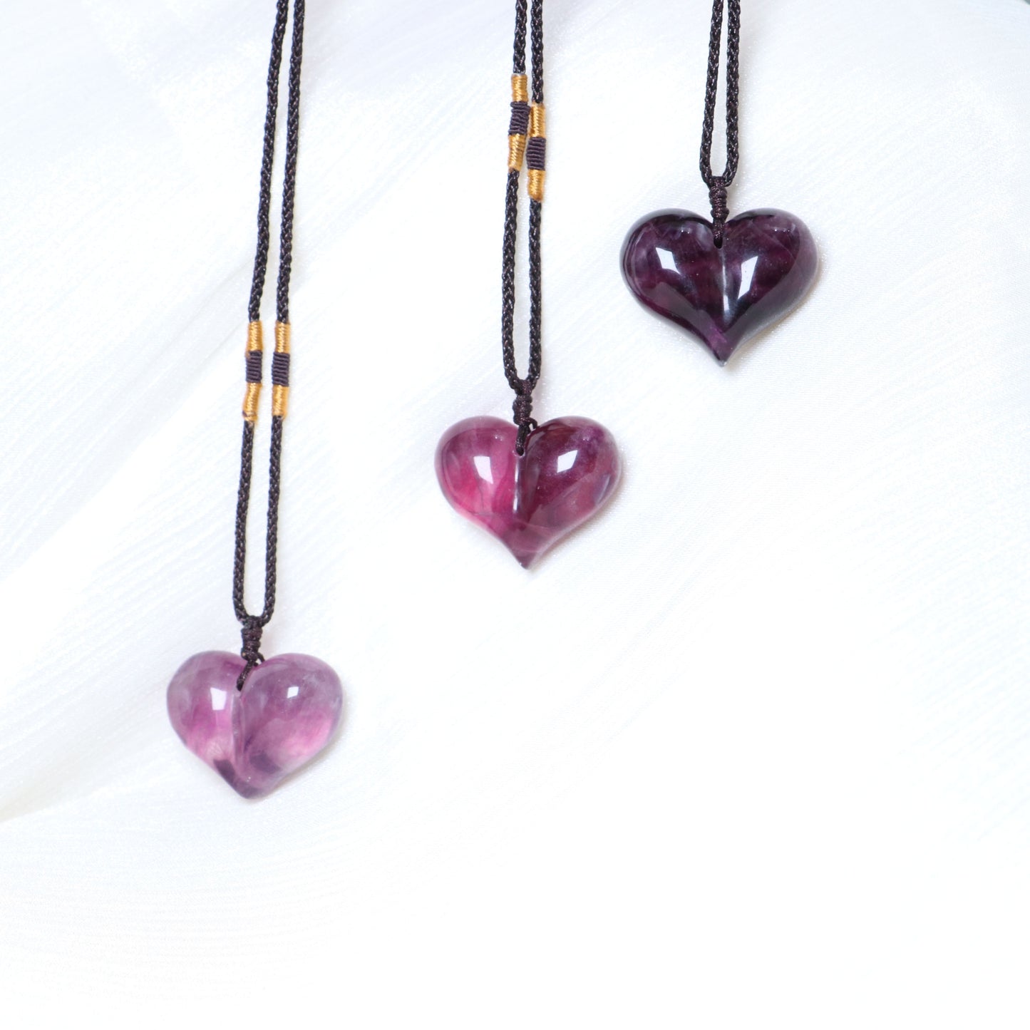 0.9-1.57in Fluorite Peach Heart Pendant |Wholesale CrystalHola