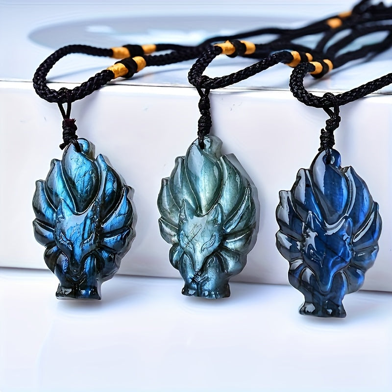 0.9-1.57in LabradoriteFox Pendant |Wholesale CrystalHola