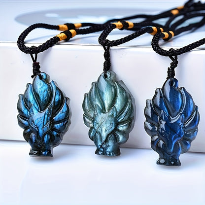 0.9-1.57in LabradoriteFox Pendant |Wholesale CrystalHola