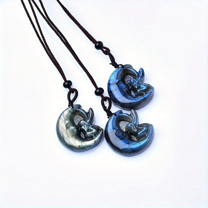 0.9-1.57in Labradorite  Moon Fairy Pendant |Wholesale CrystalHola