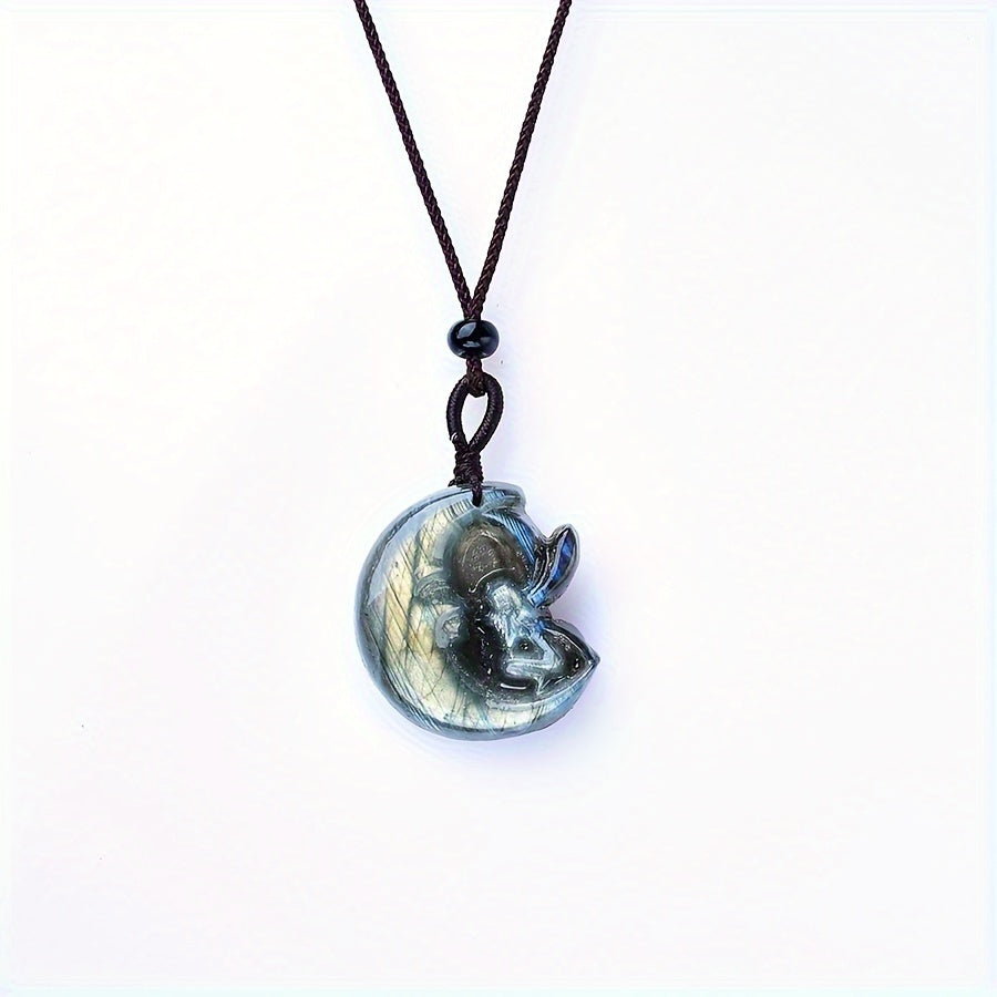 0.9-1.57in Labradorite  Moon Fairy Pendant |Wholesale CrystalHola