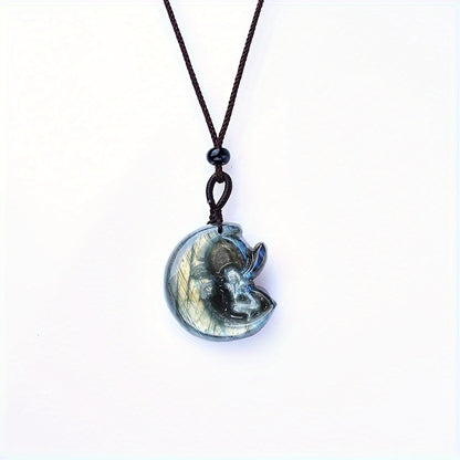 0.9-1.57in Labradorite  Moon Fairy Pendant |Wholesale CrystalHola
