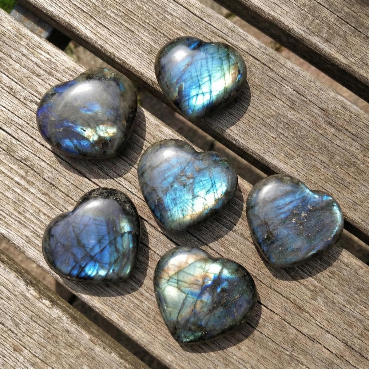 Natural Labradorite Heart-shaped Handle Ornament
