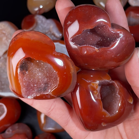 Red Agate Geode Heart