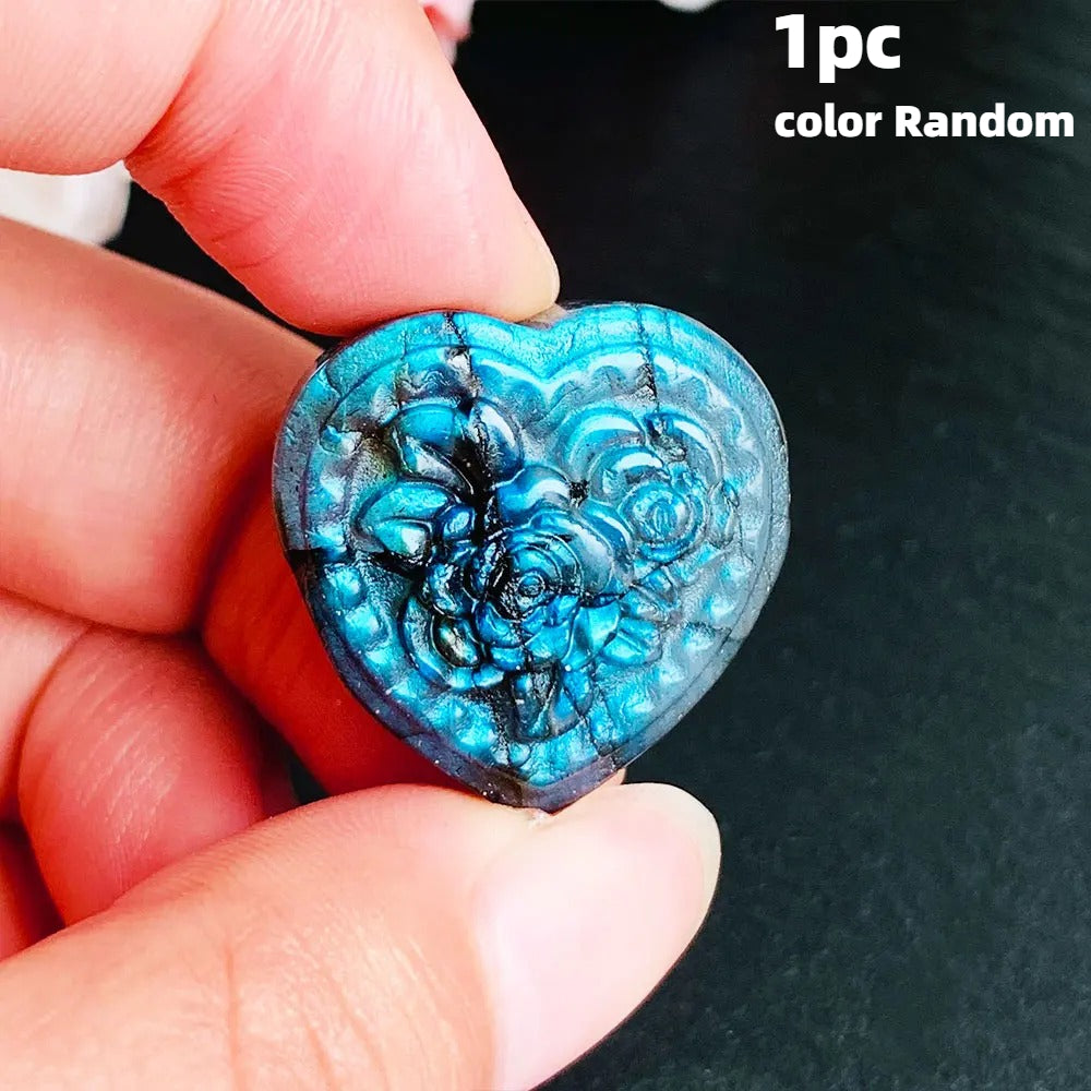 Flashy Labradorite Heart Carving