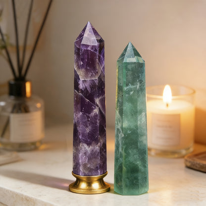Amethyst Green Fluorite Crystal Wand