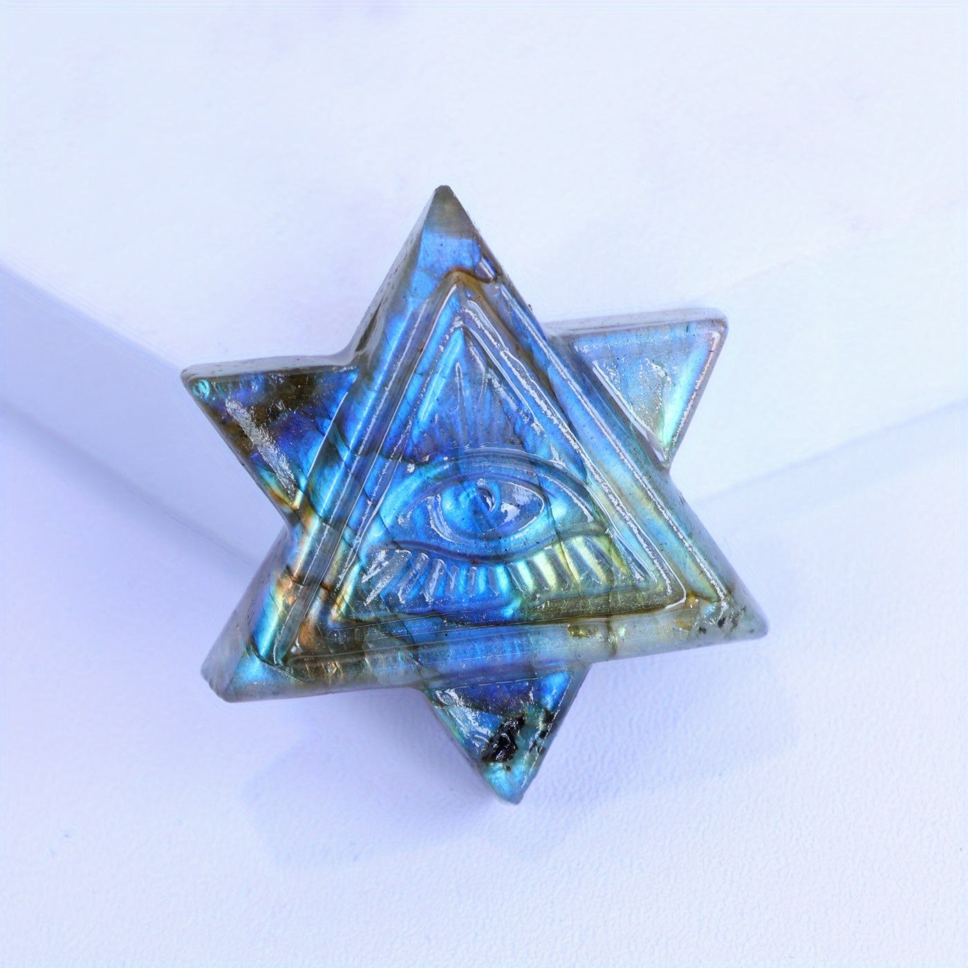 Labradorite Pattern Hexagonal Star Stone Carving