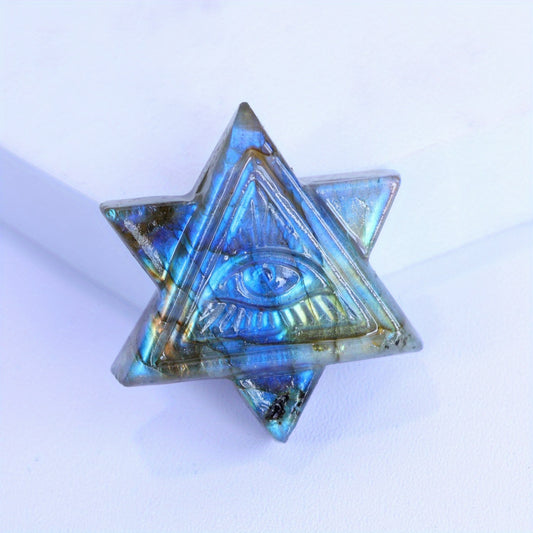 Labradorite Pattern Hexagonal Star Stone Carving