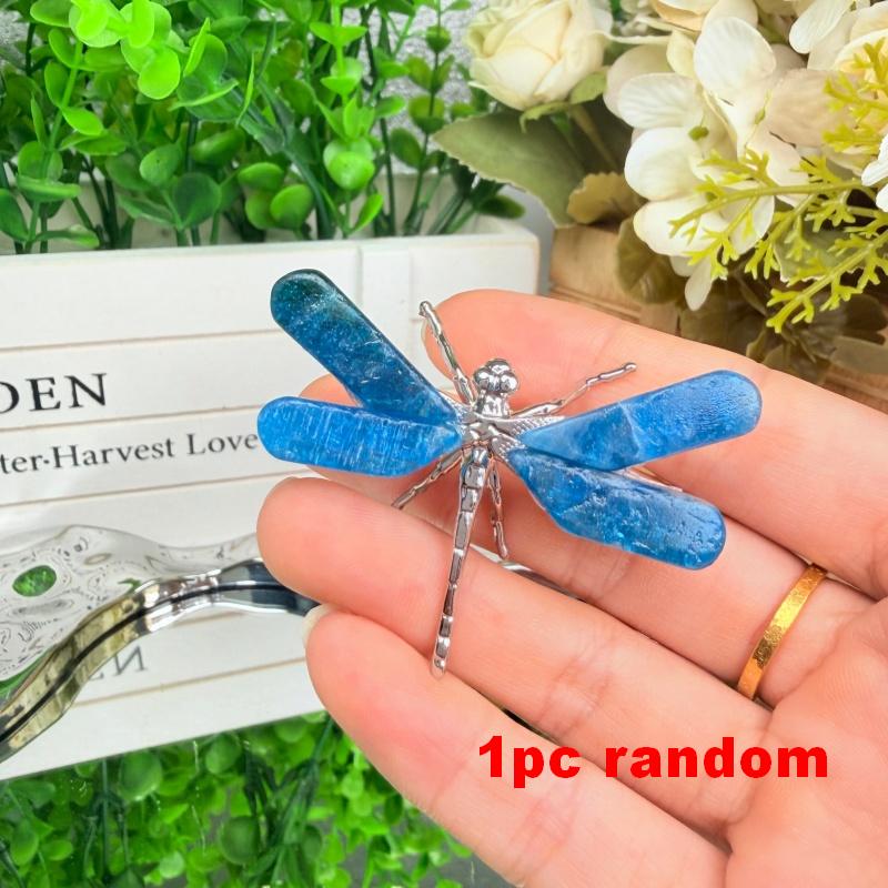 Natural Crystal Dragonfly Ornament for Decor
