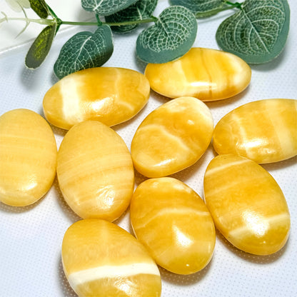 Yellow Calcite Palm Stone for Gifts