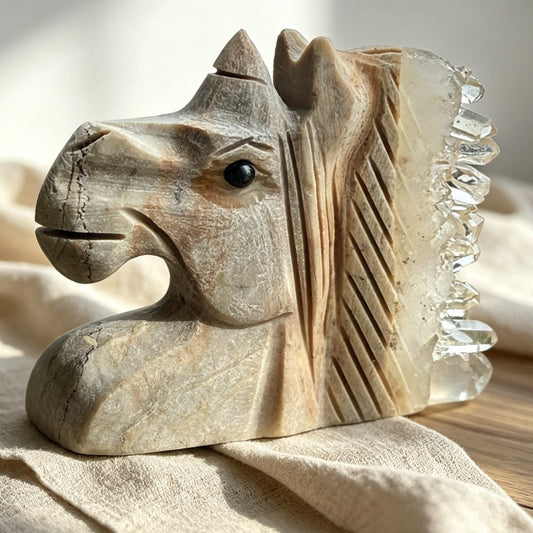 Clear Quartz Crystal Cluster Unicorn Sculpture Carving for Gifts