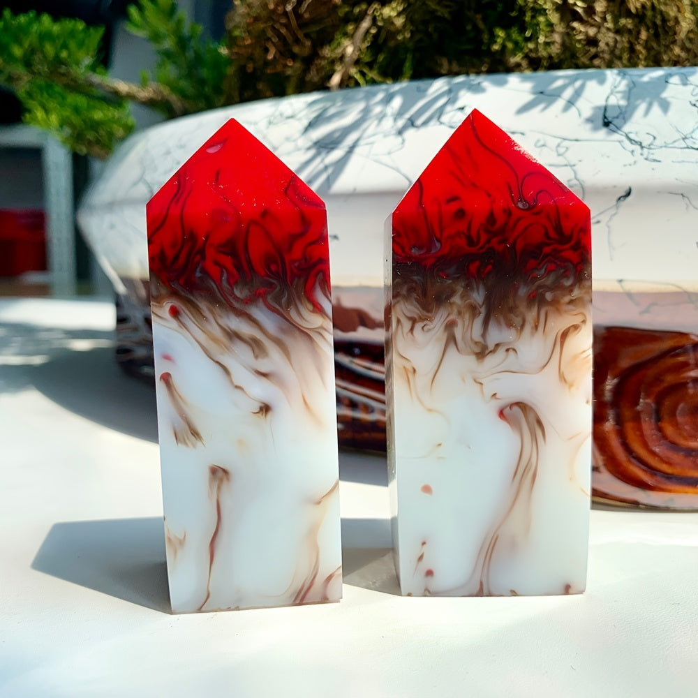 Flame Agate Square Pillar  Crystal Tower for Decor