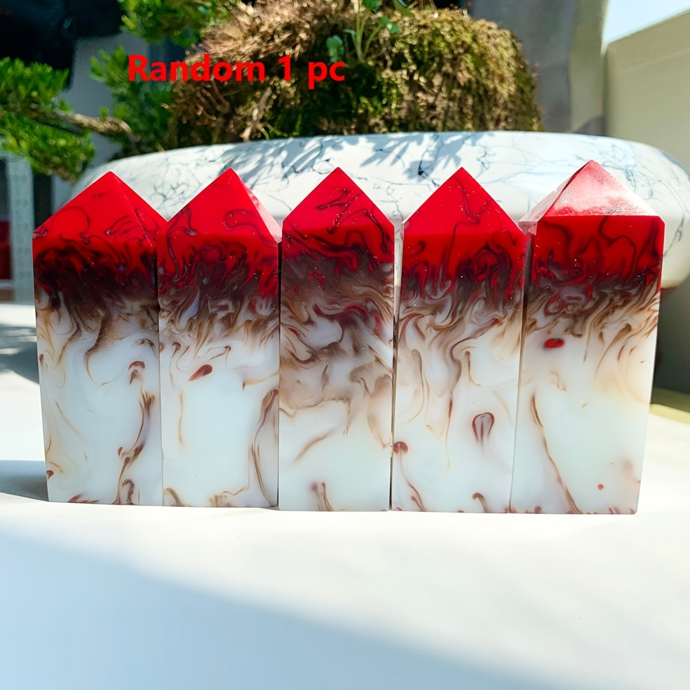 Flame Agate Square Pillar  Crystal Tower for Decor
