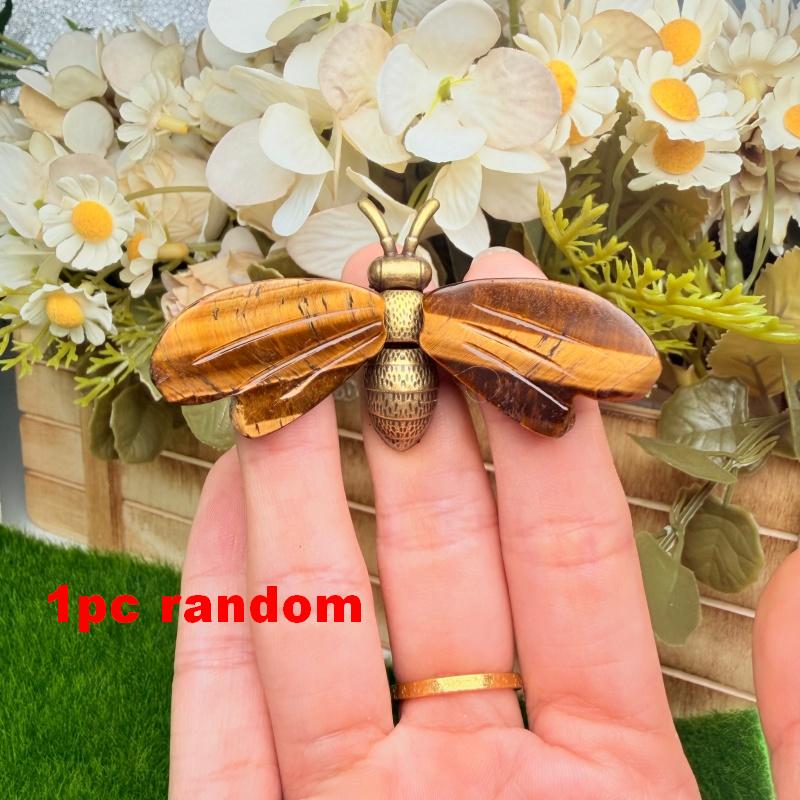Natural Crystal Bee Ornament for Office Decor