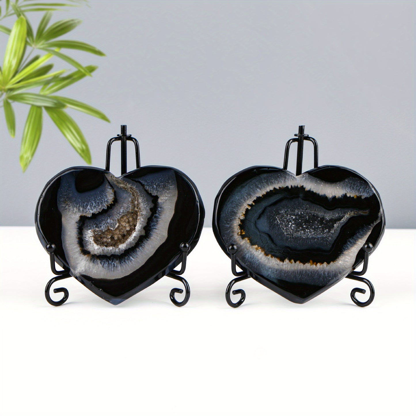 Black Agate Geode Heart
