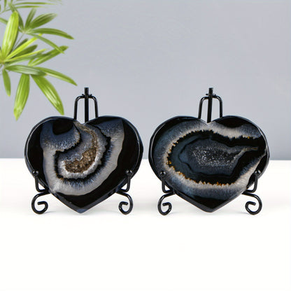 Black Agate Geode Heart