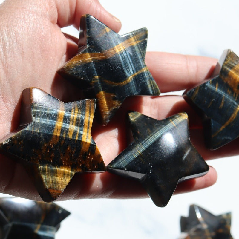 Tiger Eye Stone Five-Pointed Star for Gifts