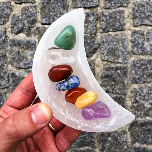 3-13cm Selenite Moon Bowl |CrystalHola