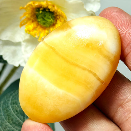 Yellow Calcite Palm Stone for Gifts