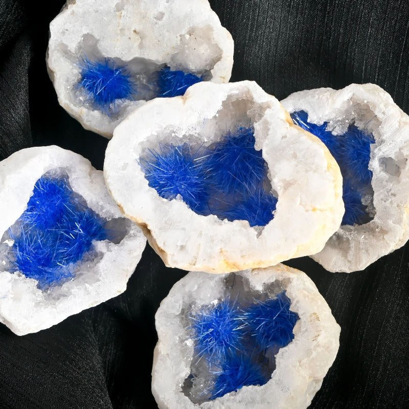 50-120g  Blue Goethite White Agate Geode|CrystalHola