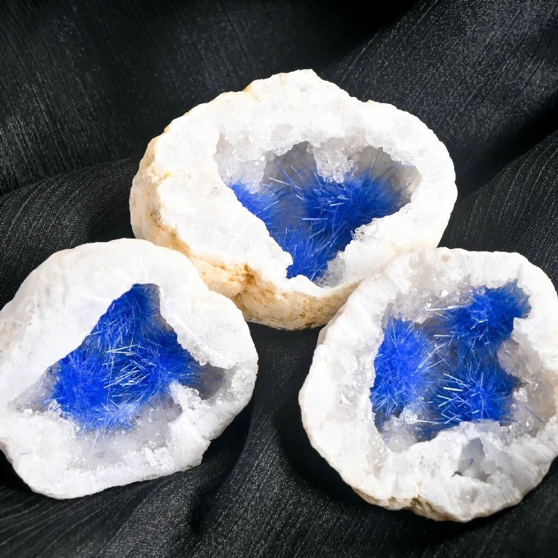 50-120g  Blue Goethite White Agate Geode|CrystalHola