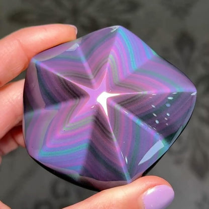 Natural Rainbow Obsidian Five-Pointed Star