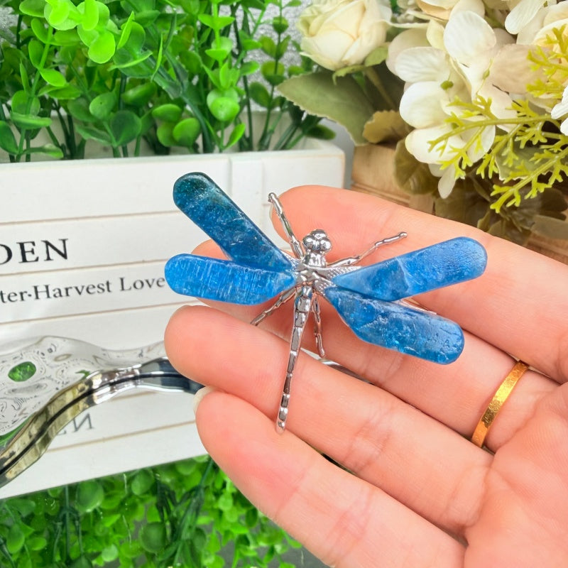Natural Crystal Dragonfly Ornament for Decor