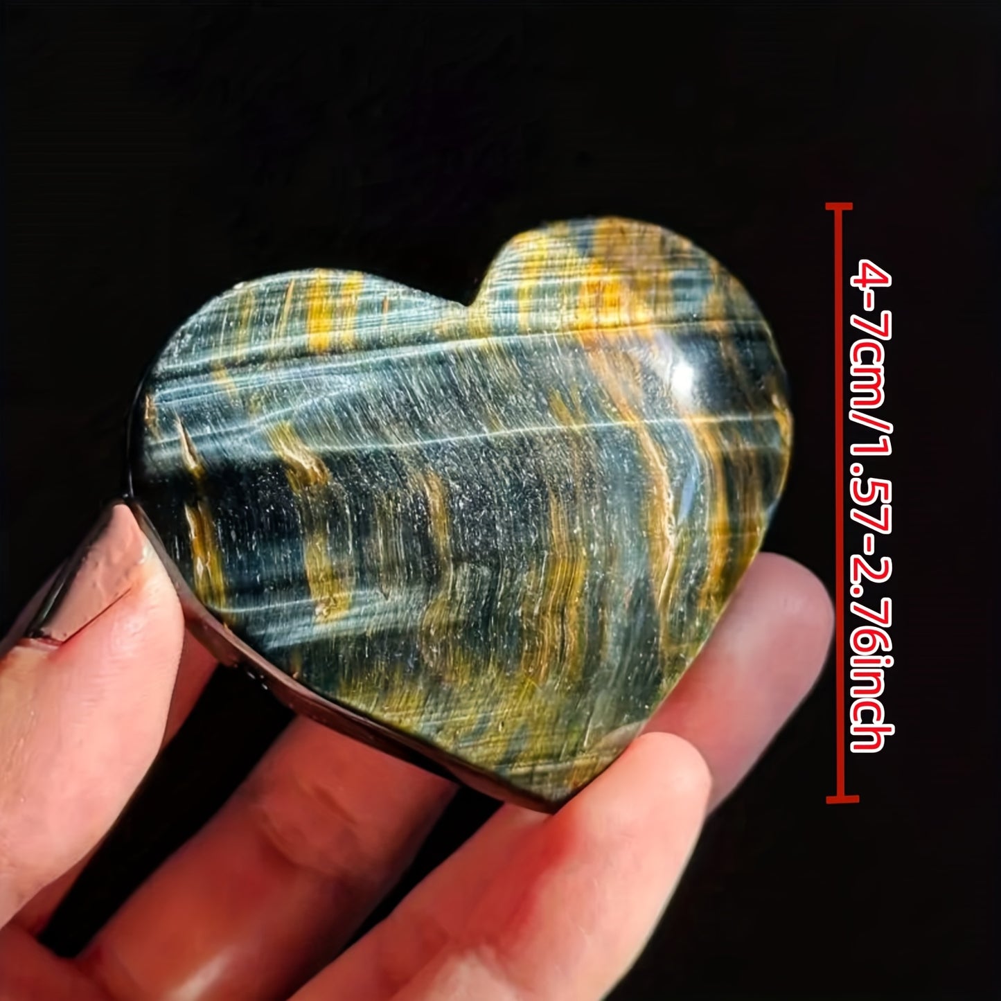 Yellow and Blue Tiger Eye Stone Heart for Gifts