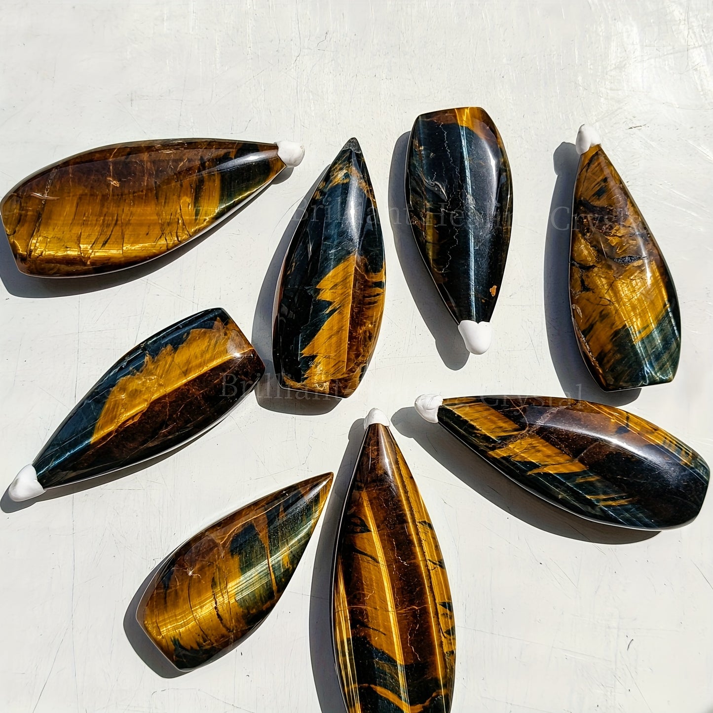 Blue And Yellow Tiger Eye  Teardrop for Decor