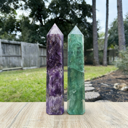 Amethyst Green Fluorite Crystal Wand