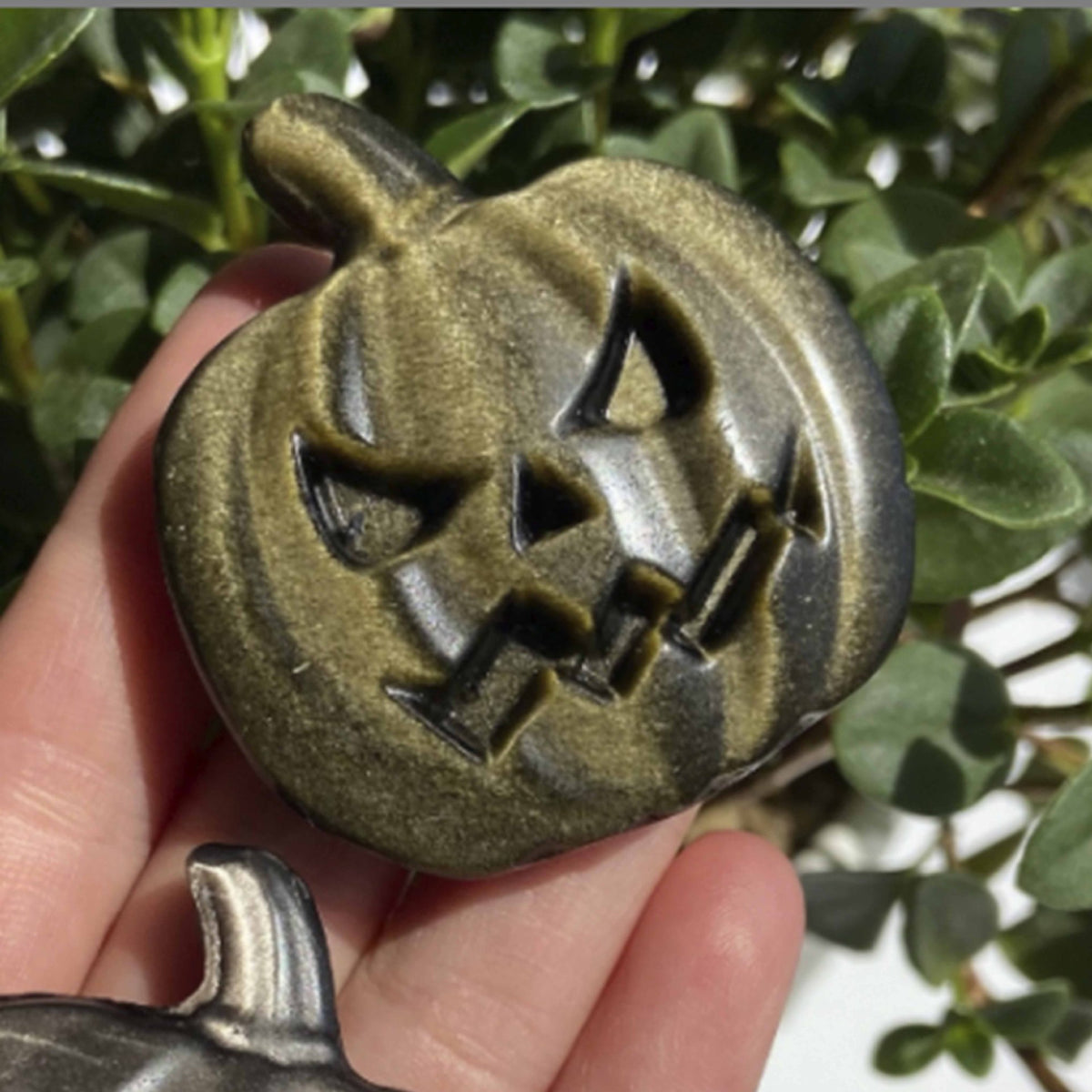 Obsidian Pumpkin Face, Available in Silver or Golden
