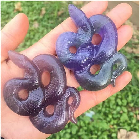 Natural  Fluorite Snake Hand Carving for Gifts