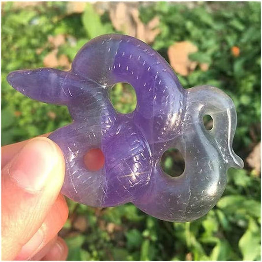 Natural  Fluorite Snake Hand Carving for Gifts