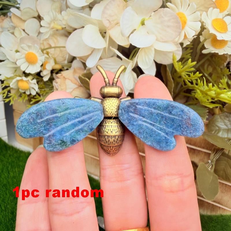 Natural Crystal Bee Ornament for Office Decor