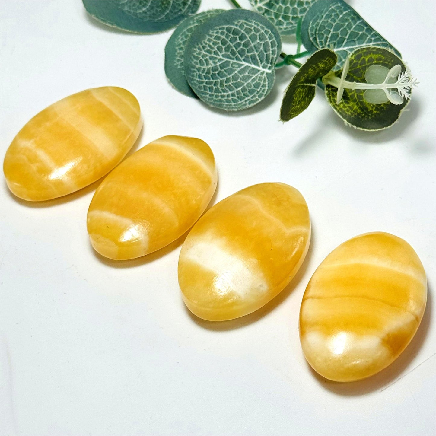 Yellow Calcite Palm Stone for Gifts