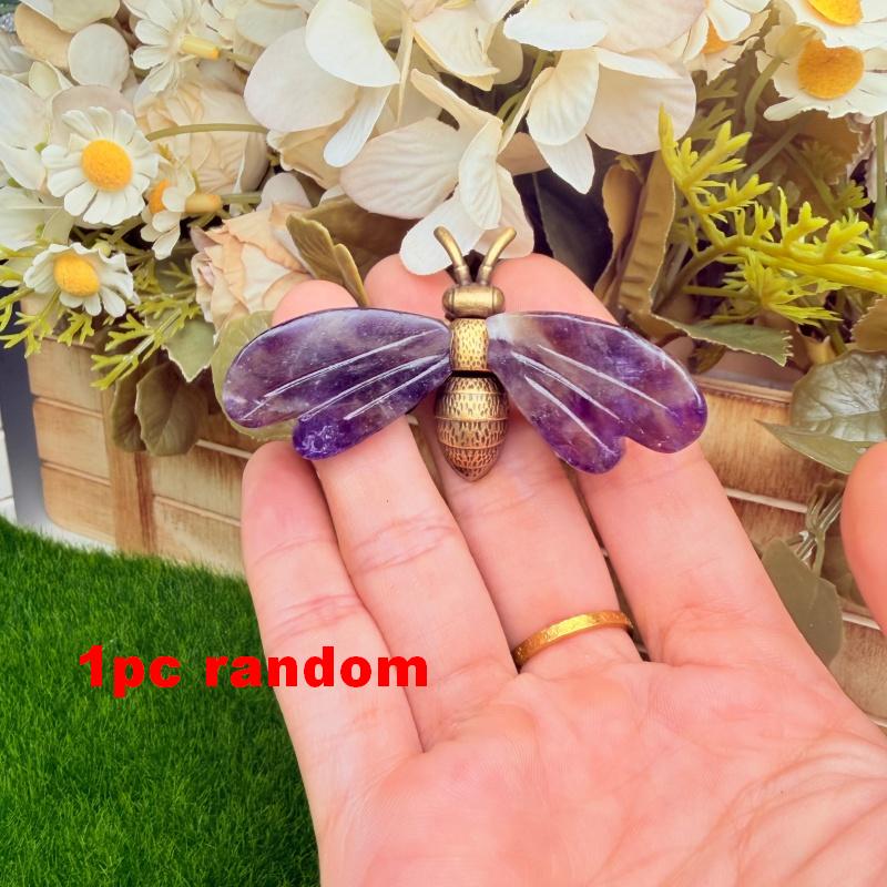 Natural Crystal Bee Ornament for Office Decor