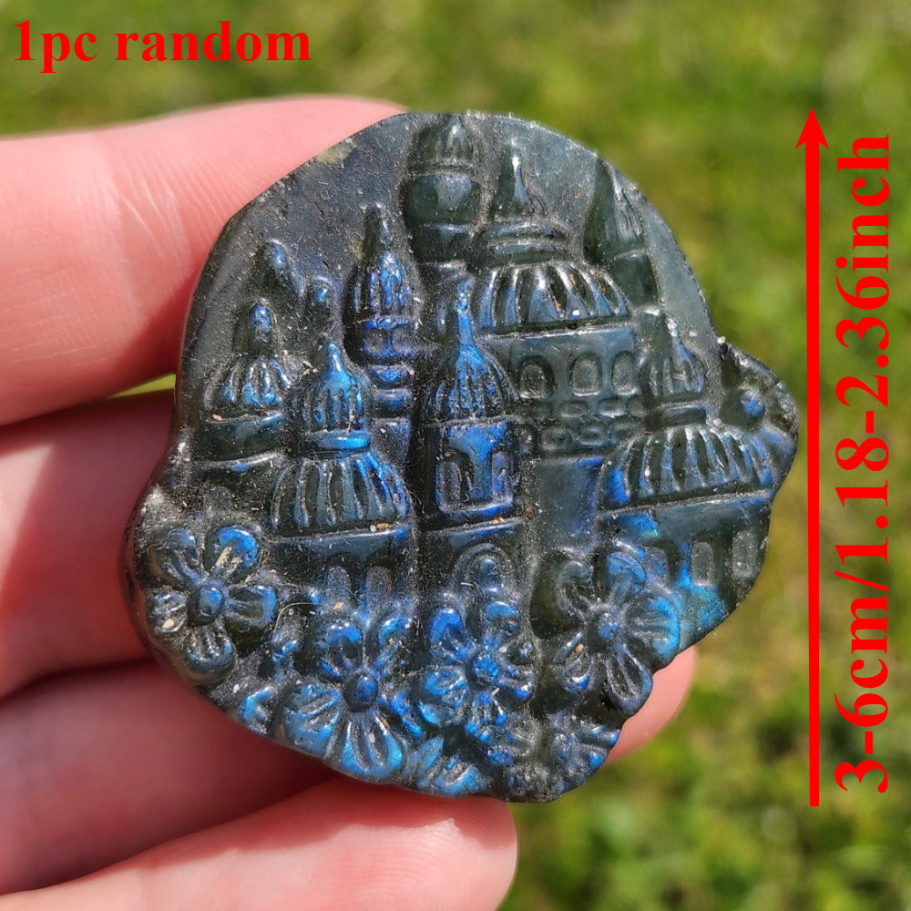 Natural Labradorite Castle with Flash for Decor